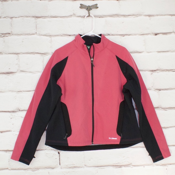 L.L. Bean Jackets & Blazers - LL Bean Pink Black Fleece Lined Shell Jacket Sz XL